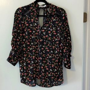 Express blouse black with flowers size medium